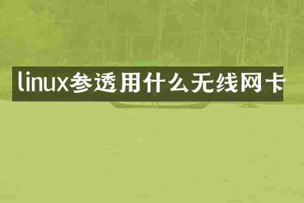 linux参透用什么无线网卡