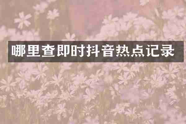 哪里查即时抖音热点记录