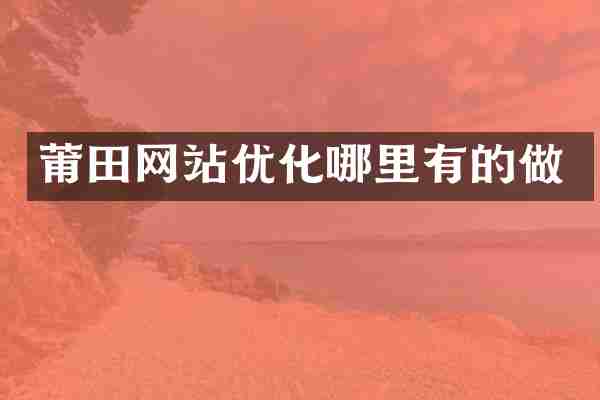 莆田网站优化哪里有的做