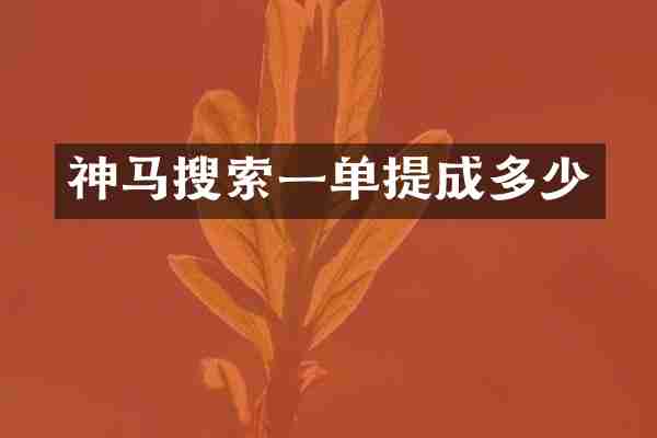 神马搜索一单多少