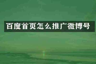 百度首页怎么推广微博号