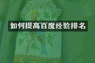 如何提高百度经验排名