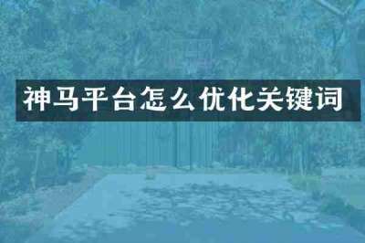 神马平台怎么优化关键词