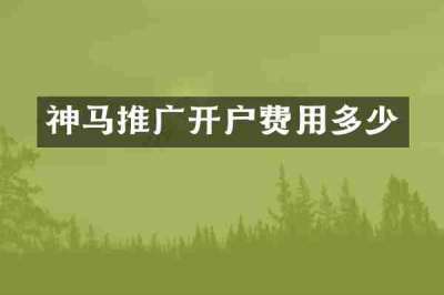 神马推广开户费用多少