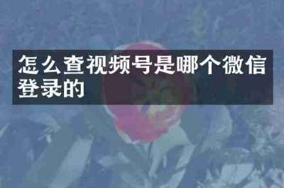 怎么查视频号是哪个微信登录的