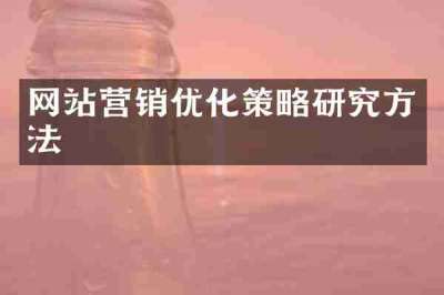 网站营销优化策略研究方法