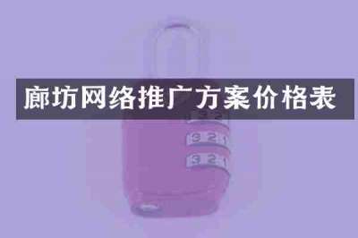 廊坊网络推广方案价格表