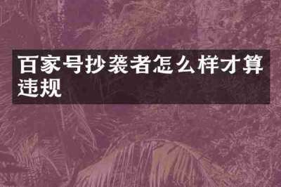 百家号抄袭者怎么样才算违规