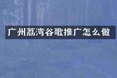 广州荔湾谷歌推广怎么做
