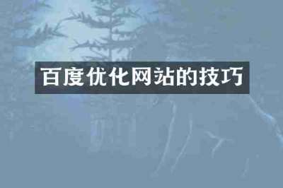 百度优化网站的技巧