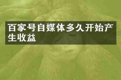 百家号自媒体多久开始产生收益