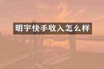 明宇快手收入怎么样