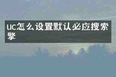 uc怎么设置默认必应搜索引擎