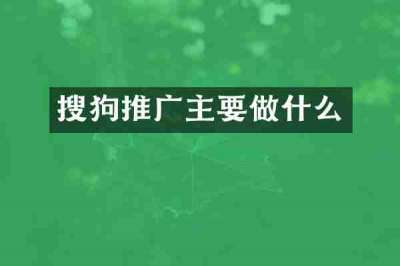 搜狗推广主要做什么