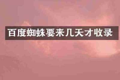 百度蜘蛛要来几天才收录