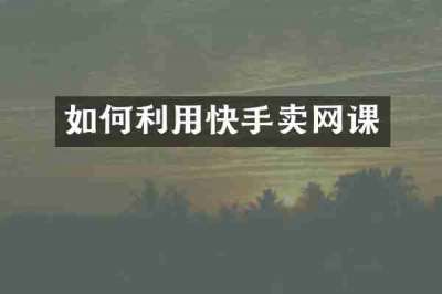 如何利用快手卖网课