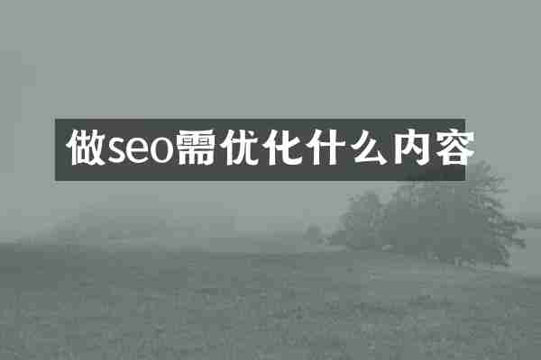 做seo需优化什么内容