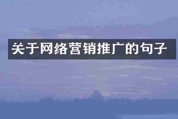 关于网络营销推广的句子