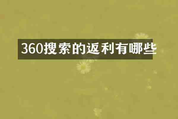 360搜索的返利有哪些