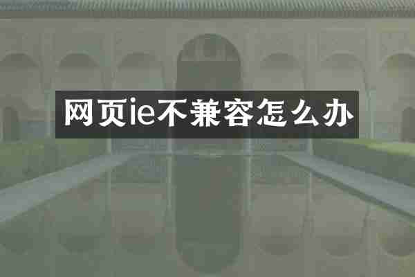 网页ie不兼容怎么办