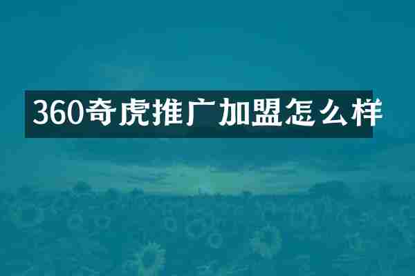 360奇虎推广加盟怎么样