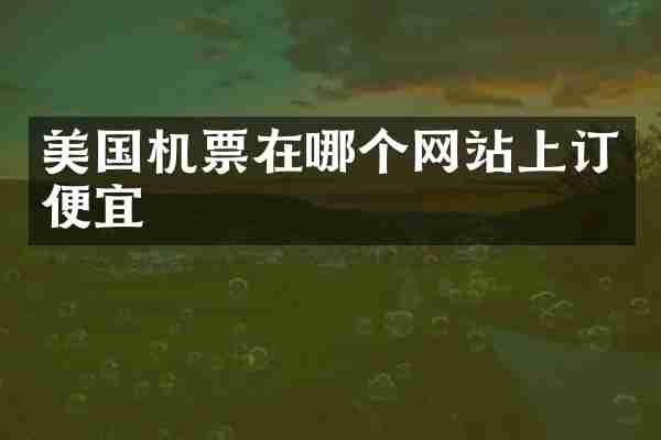 美国机票在哪个网站上订便宜