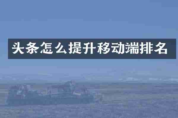 头条怎么提升移动端排名