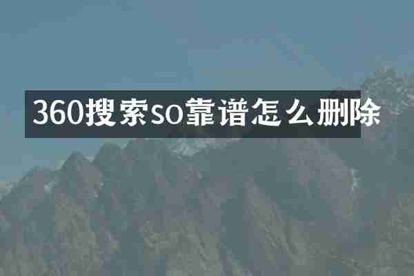 360搜索so靠谱怎么删除