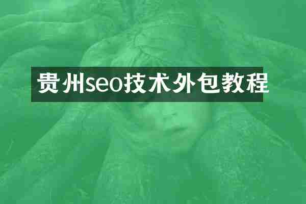 贵州seo技术外包教程