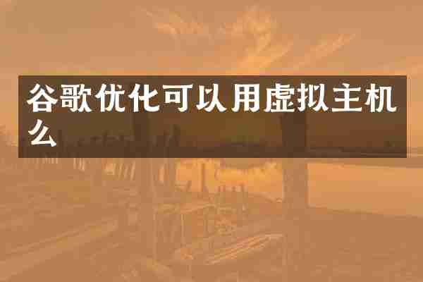 谷歌优化可以用虚拟主机么