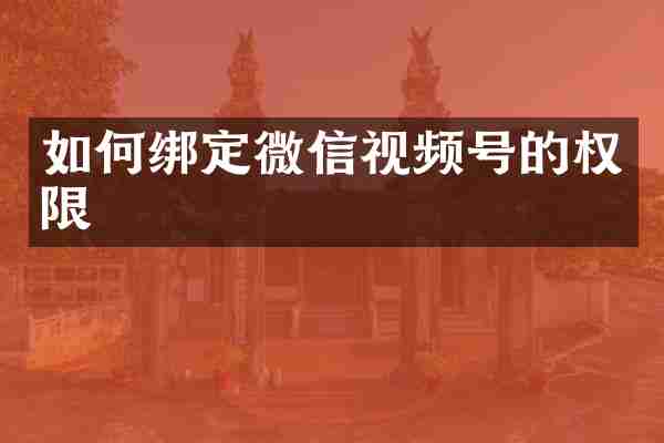 如何绑定微信视频号的权限