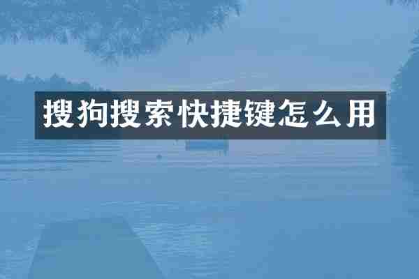 搜狗搜索快捷键怎么用