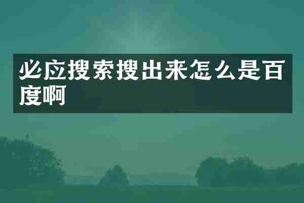 必应搜索搜出来怎么是百度啊