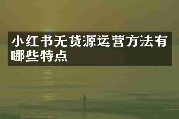小红书无货源运营方法有哪些特点