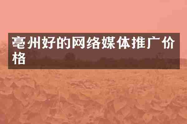 亳州好的网络媒体推广价格
