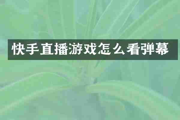 快手直播游戏怎么看弹幕