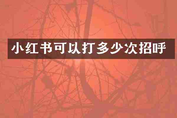 小红书可以打多少次招呼