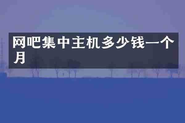 网吧集中主机多少钱一个月