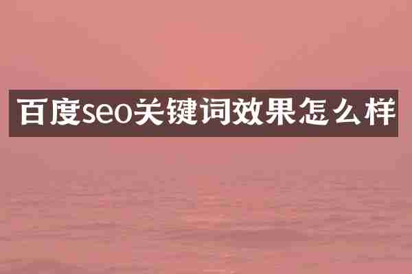 百度seo关键词效果怎么样