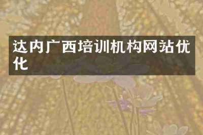 达内广西培训机构网站优化