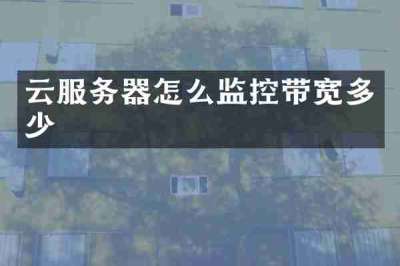 云服务器怎么监控带宽多少