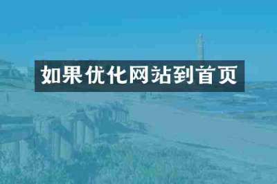 如果优化网站到首页