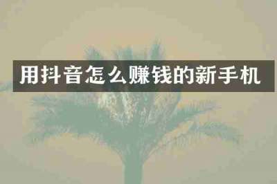用抖音怎么赚钱的新手机