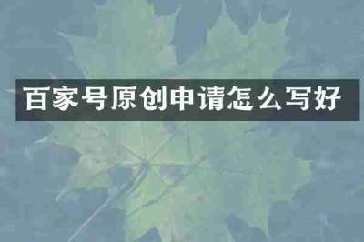 百家号原创申请怎么写好