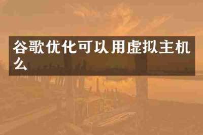 谷歌优化可以用虚拟主机么