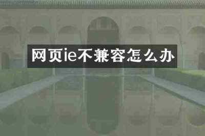 网页ie不兼容怎么办