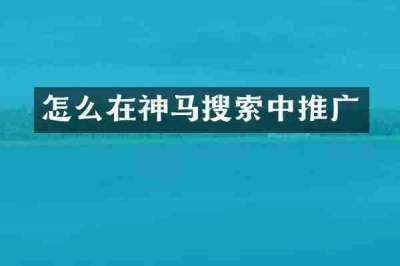 怎么在神马搜索中推广