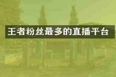 王者粉丝最多的直播平台