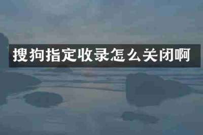 搜狗指定收录怎么关闭啊