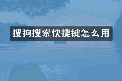 搜狗搜索快捷键怎么用